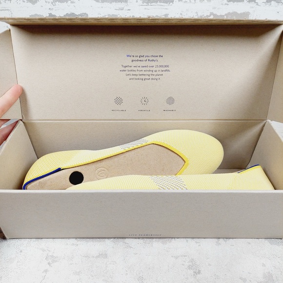 NEW Rothy's The Flat Lemon Stripe Slip On Round Toe Ballet Shoes W631 - Picture 7 of 8